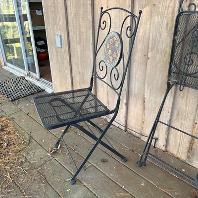 Four Folding Wrought Iron Patio Chairs (D-RG)