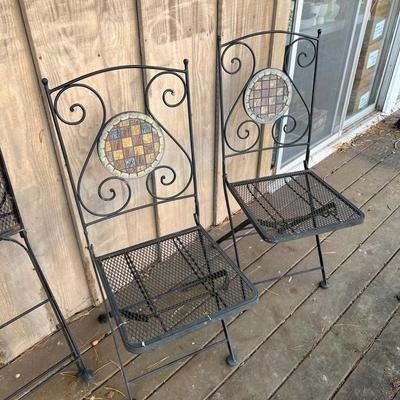 Four Folding Wrought Iron Patio Chairs (D-RG)