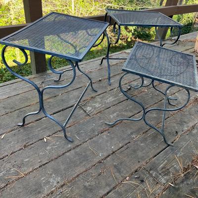 Three Nesting Wrought Iron End Tables (D-RG)