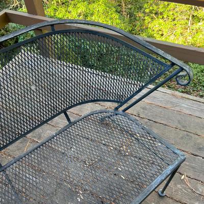 Wrought Iron Barrel-Back Bench Seat & Coffee Table (D-RG)