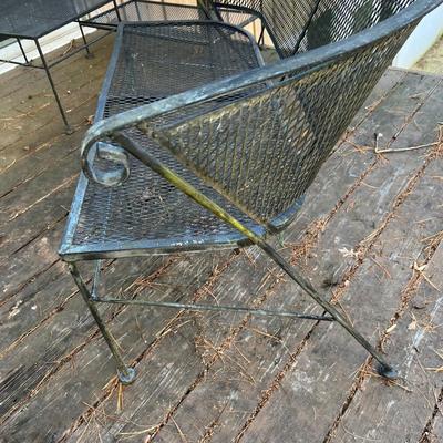 Wrought Iron Barrel-Back Bench Seat & Coffee Table (D-RG)