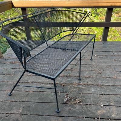 Wrought Iron Barrel-Back Bench Seat & Coffee Table (D-RG)