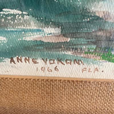 N224 Vintage Watercolor By Anne Yokom -1966 Florida