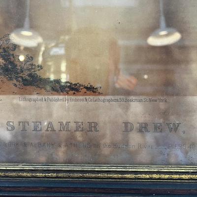 N285 Antique Steamer Drew, of the â€œPeoples Lineâ€ Lithograph