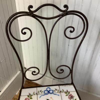 332 Portuguese Hand Painted Tile Top & Iron Table and Chairs