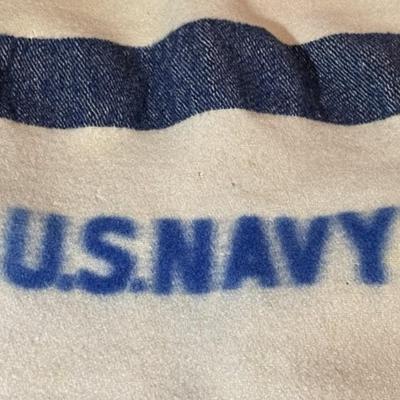 World War II Era United States Large Navy Blanket Preowned from an Estate in Fair-Good Condition.