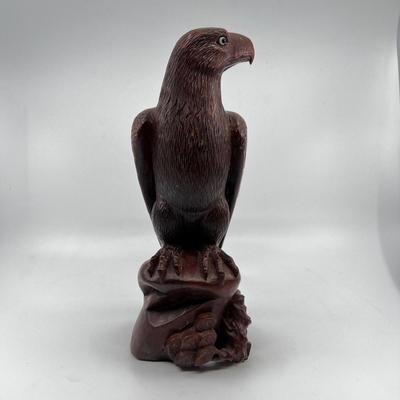 N291 Two Bald Eagle Wood Carvings