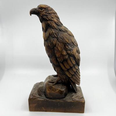 N291 Two Bald Eagle Wood Carvings