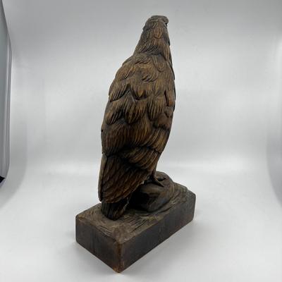 N291 Two Bald Eagle Wood Carvings