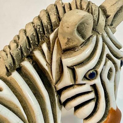 Vintage Artesania Rinconada Zebra Hand Carved Clay Figurine Retired Uruguay