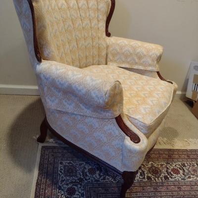 Vintage French Style Wood Frame Chair with Pleated Back- Approx 31