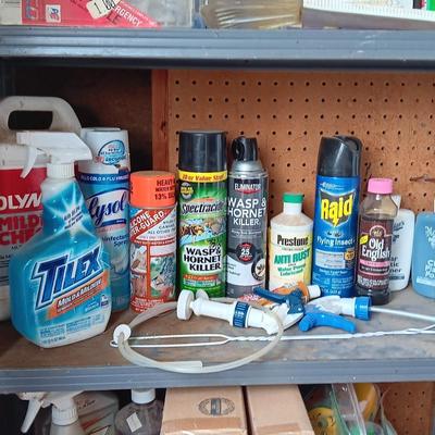 Variety of full to mostly full chemicals for the house - insect control - cleaning - and more