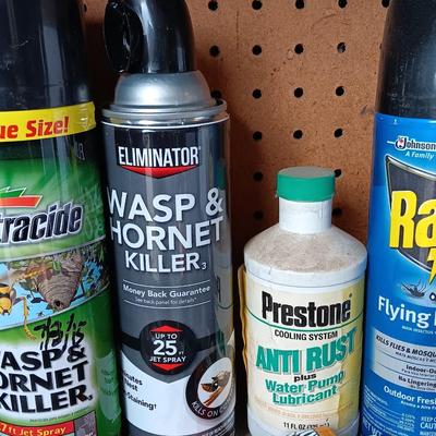 Variety of full to mostly full chemicals for the house - insect control - cleaning - and more