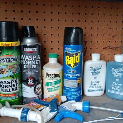 Variety of full to mostly full chemicals for the house - insect control - cleaning - and more