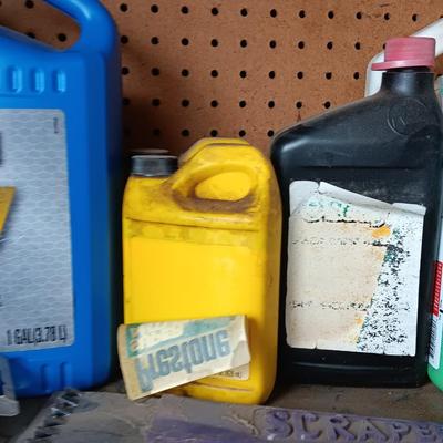 Variety of Automobile chemicals full to mostly full