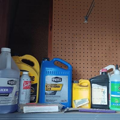 Variety of Automobile chemicals full to mostly full