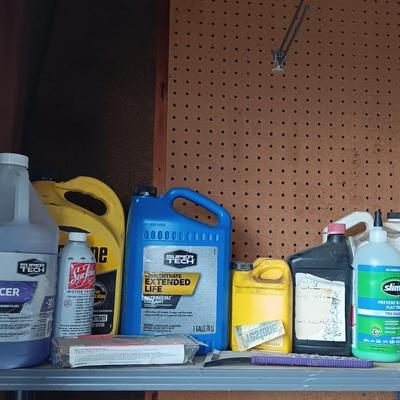 Variety of Automobile chemicals full to mostly full
