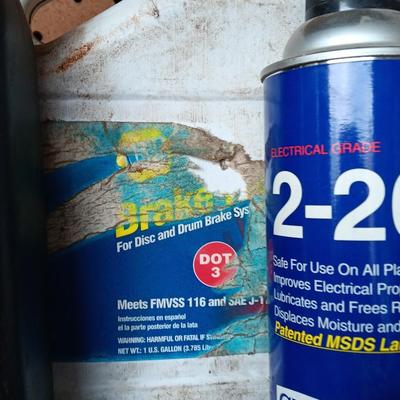 Variety of Automobile chemicals full to mostly full
