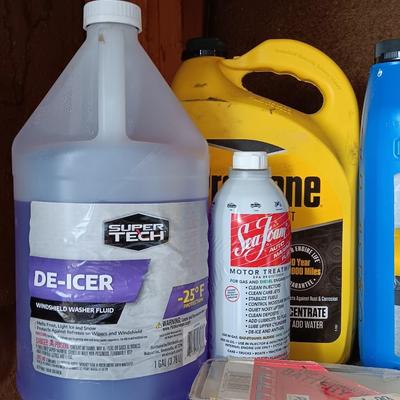 Variety of Automobile chemicals full to mostly full