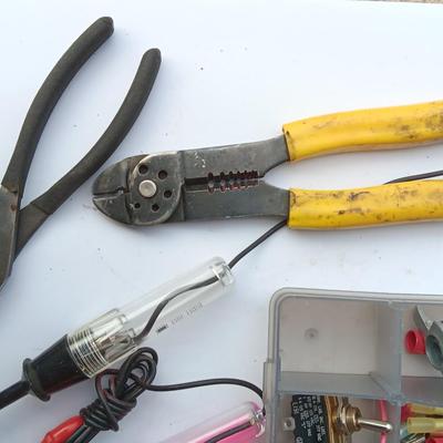 Electrical hardware and tools for home repair or electronic tinkering