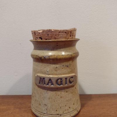 Pottery 'Magic' Vessel with Cork Lid- Different Drummer Pottery Osceola, IN- Approx 7