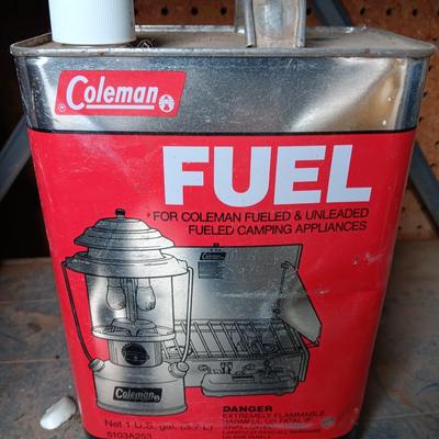 Camping Fuel - Coleman Fuel full metal can, and Krystal K Kerosene partial full metal can