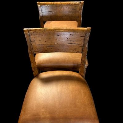 Wood Chairs with Leather Seating (set of 4)
