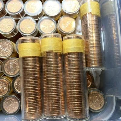 (10-Rolls)1963 Canada Choice Uncirculated Red Queen Elizabeth II Canadian Cents Fresh Lot Preowned from an Estate.
