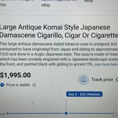 Scarce Large Antique Komai Style Japanese Damascene Cigarillo, Cigar or Cigarette Case as Pictured.