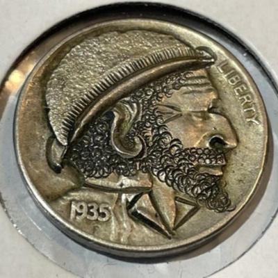 Original Scarce 1935-P Hobo Engraved Buffalo Nickel in Good Condition as Pictured.