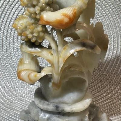 Chinese Carved Soapstone Pair of Birds Sculpture 7" Tall Preowned from an Estate.
