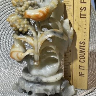 Chinese Carved Soapstone Pair of Birds Sculpture 7" Tall Preowned from an Estate.