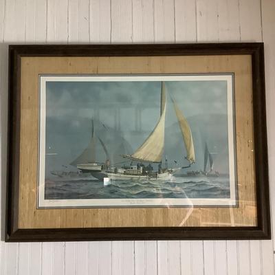 333 "Oyster Dredging Aboard Skipjack, Martha Lewis" Signed & Numbered Lithograph by John M. Barber