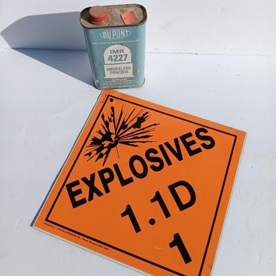 Vintage metal tin and explosives magnet