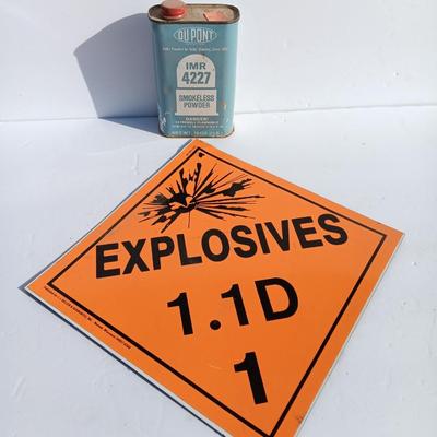 Vintage metal tin and explosives magnet