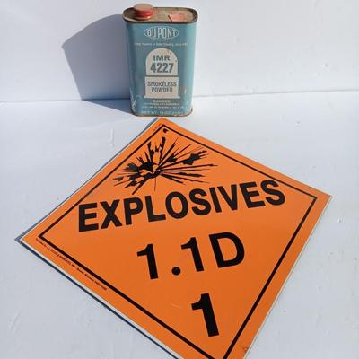 Vintage metal tin and explosives magnet
