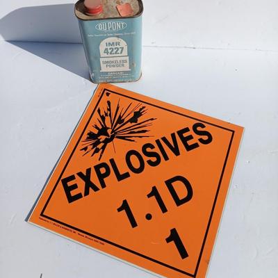 Vintage metal tin and explosives magnet