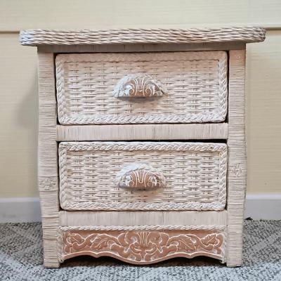 LOT 1: Pier 1 Jamaica Collection Twin Headboard with Matching Nightstand & Small Non-Matching Bedside Chest of Drawers