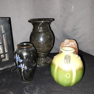 MARBLE & CERAMIC VASES-HIMALAYAN ROCK AND CANDLE HOLDER