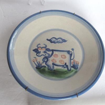 M A Hadley Pottery Plate With Attached Wall Hanger