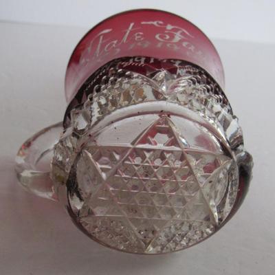 Antique 1919 State Fair Ruby Flash Cup With Engraving