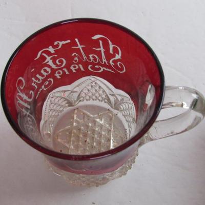 Antique 1919 State Fair Ruby Flash Cup With Engraving