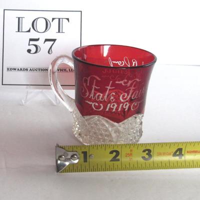 Antique 1919 State Fair Ruby Flash Cup With Engraving