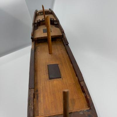 N401 Vintage Wooden Model of Antique Sailing Warship