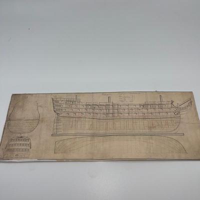 N401 Vintage Wooden Model of Antique Sailing Warship