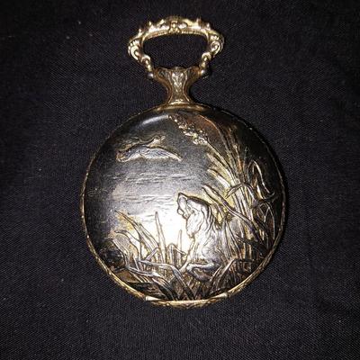 THREE MENS POCKET WATCHES FEATURING EAGLE-GEESE-AND PHILLIP CROWE WITH DEER