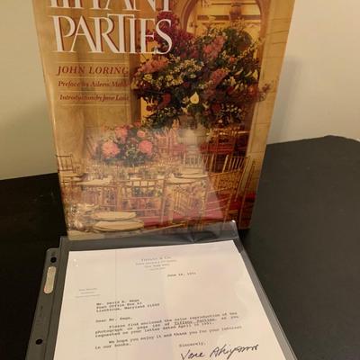 Tiffany Parties Hardback State Dinners Decorating Entertaining w Letter from Tiffanyâ€™s