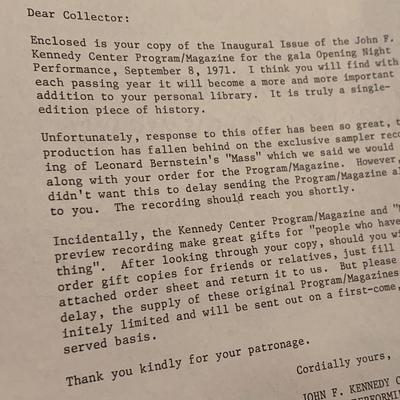 Kennedy Center Opening Book Invites Info Brochures Parking Pass +++