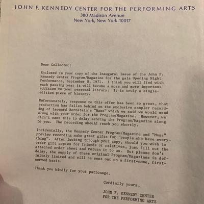 Kennedy Center Opening Book Invites Info Brochures Parking Pass +++