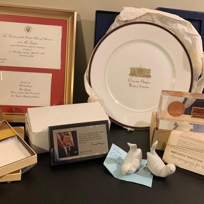 Reagan Collectibles Lot Lenox Plate Invites White House Christmas Tree Birds +++